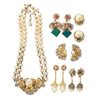 GROUP OF "PEARL" & "YELLOW GOLD" COSTUME JEWELRY