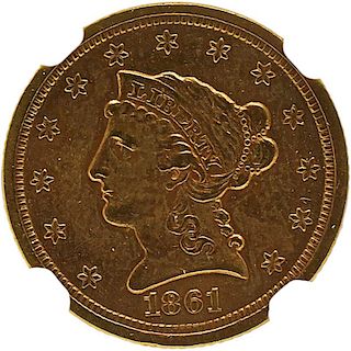 U.S. 1861-S $2.5 GOLD COIN