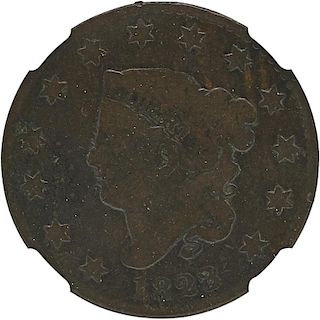 U.S. 1823/2 CORONET HEAD 1C COIN