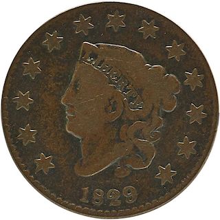U.S. 1829 CORONET HEAD 1C COIN