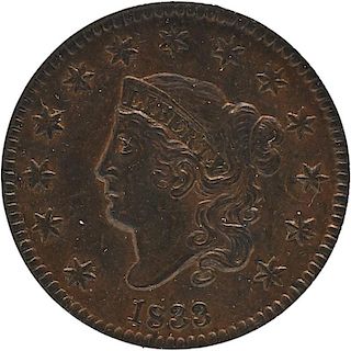 U.S. 1833 CORONET HEAD 1C COIN
