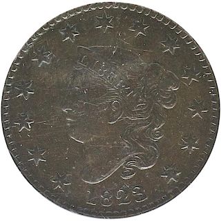 U.S. 1823/2 LIBERTY HEAD 1C COIN