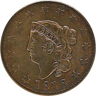 U.S. 1818 CORONET HEAD 1C COIN