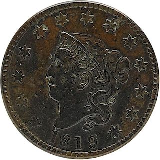 U.S. 1819 CORONET HEAD 1C COIN