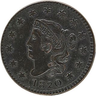 U.S. 1820 CORONET HEAD 1C COIN