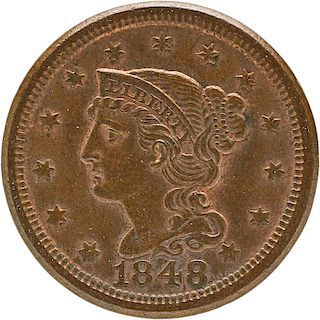 U.S. 1848 BRAIDED HAIR 1C COIN