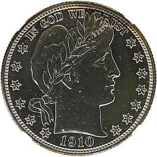 U.S. 1910 PROOF BARBER 50C COIN