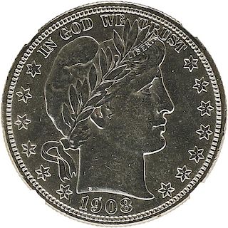 U.S. 1908-D BARBER 50C COIN