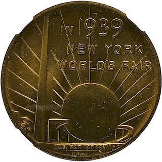 1939 NEW YORK WORLD'S FAIR GILT MEDAL