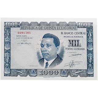 1969 EQUATORIAL GUINEA 1000 PESETAS GUINEANAS NOTE