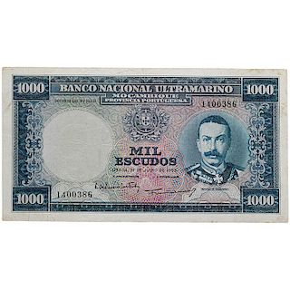 1953 PORTUGUESE MOZAMBIQUE 1000 ESCUDOS NOTE