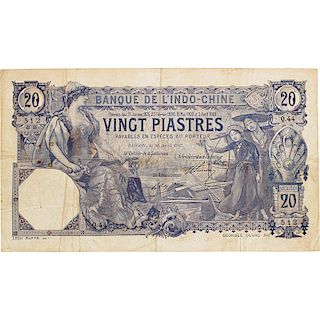 1917 FRENCH INDO-CHINA 20 PIASTRES