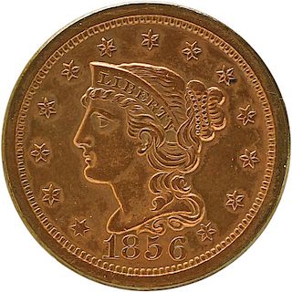 U.S. 1856 BRAIDED HAIR 1C COIN
