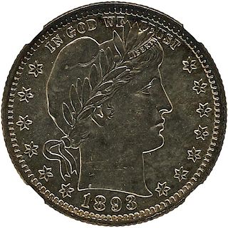 U.S. 1893 BARBER 25C COIN