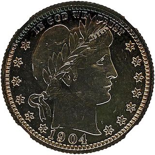 U.S. 1904 PROOF BARBER 25C COIN