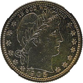 U.S. 1905 PROOF BARBER 25C COIN