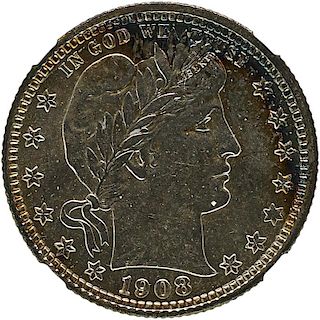 U.S. 1908-D BARBER 25C COIN