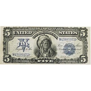 U.S. 1899 $5 INDIAN CHIEF SILVER CERTIFICATE NOTE