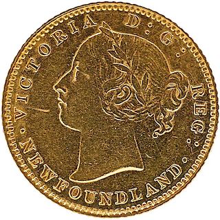 1882-H NEWFOUNDLAND $2 GOLD COIN
