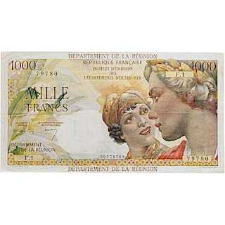 1964 FRANCE REUNION 1000 FRANCS NOTE