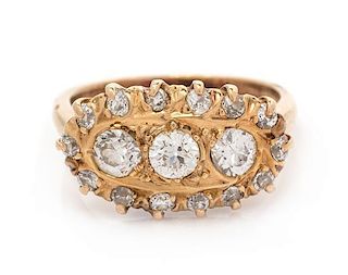 An Antique Yellow Gold and Diamond Ring, 2.50 dwts.