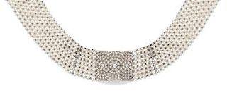 A Platinum, Diamond and Seed Pearl Choker, 46.10 dwts.