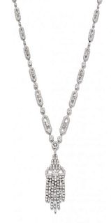 An 18 Karat White Gold and Diamond Lavalier Necklace, 20.80 dwts.