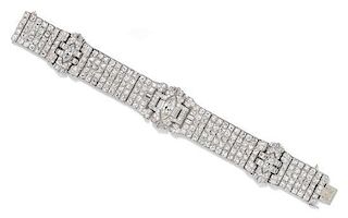 A Platinum and Diamond Bracelet, 38.60 dwts.