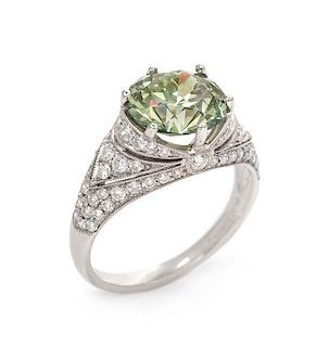 A Platinum, Colored Diamond and Diamond Ring, Sophia D., 3.50 dwts.