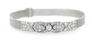 An Art Deco Platinum, 18 Karat White Gold and Diamond Bracelet, 10.00 dwts.