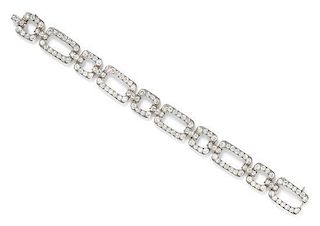 An Art Deco Platinum and Diamond Open Link Bracelet, 16.60 dwts.