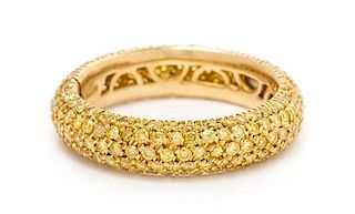 An 18 Karat Yellow Gold and Colored Diamond Ring,