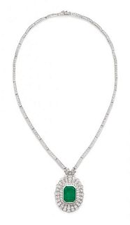 A Platinum, Emerald and Diamond Necklace, 38.60 dwts.