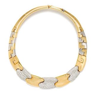 An 18 Karat Bicolor Gold and Diamond Collar Necklace, Italian, 104.60 dwts.