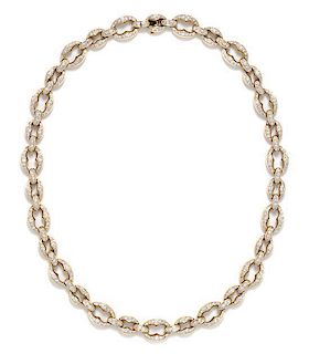 An 18 Karat Yellow Gold and Diamond Open Gucci Link Necklace, 69.40 dwts.