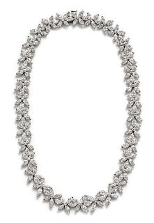 A Platinum and Diamond Floral Motif Necklace, 42.80 dwts.