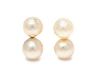 * A Pair of Vintage 18 Karat White Gold and Cultured Pearl Earclips, David Webb, 4.90 dwts.