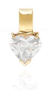 A Yellow Gold and Diamond Solitaire Pendant, 1.50 dwts.