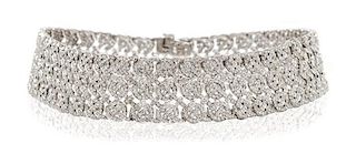A White Gold and Diamond Knot Motif Choker Necklace, 70.40 dwts.