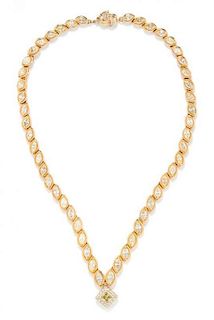 A 14 Karat Yellow Gold, Colored Diamond and Diamond Necklace, 34.10 dwts.