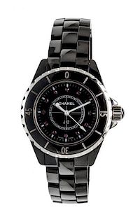 * A Stainless Steel and Ceramic 'J12' Wristwatch, Chanel,