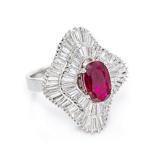 A Platinum, Ruby and Diamond Ring/Pendant, 14.00 dwts.
