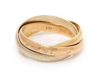 An 18 Karat Tricolor Gold 'Trinity' Ring, Les Must de Cartier, 5.70 dwts.