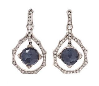 A Pair of 18 Karat White Gold and Rock Crystal and Hematite Doublet Earrings, Stephen Webster, 8.30 dwts.