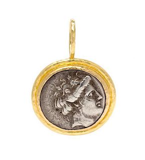 * A 19 Karat Yellow Gold and Ancient Coin Pendant, Elizabeth Locke, 3.90 dwts.