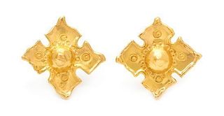 * A Pair of 22 Karat Yellow Gold Earclips, Jean Mahie, 10.40 dwts.