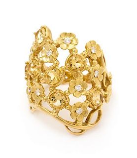 * An 18 Karat Yellow Gold, Citrine and Diamond 'Hydrangea' Ring, Paul Morelli, 6.20 dwts.