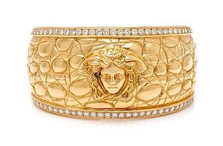 An 18 Karat Yellow Gold and Diamond 'Croco' Cuff Bracelet, Gianni Versace, 70.60 dwts.