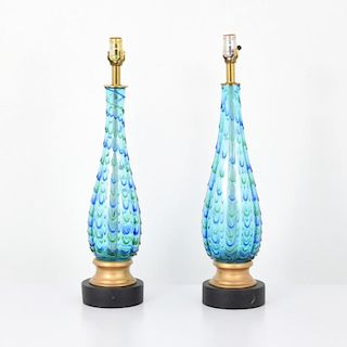 Pair of Murano Lamps, Teardrop Form