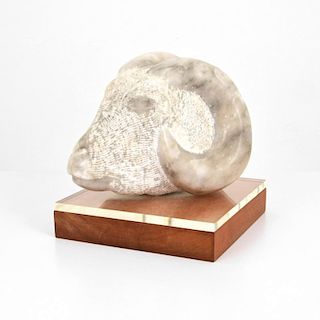 Large Marilyn Newman Marble Ram Sculpture